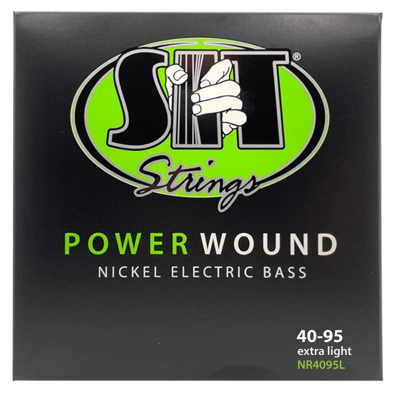 SIT Strings Power Wound Nickel Bass Guitar Strings (S.I.T.), 4-String Bass Extra Light 40-95, NR4095L
